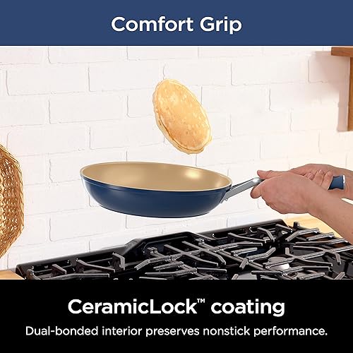 Miniatura 2 de Ninja CW40026 - Sartén de cerámica de 10.25 pulgadas con agarre cómodo, sartenes antiadherentes, ollas, sin PFAS, cocción saludable, apta para