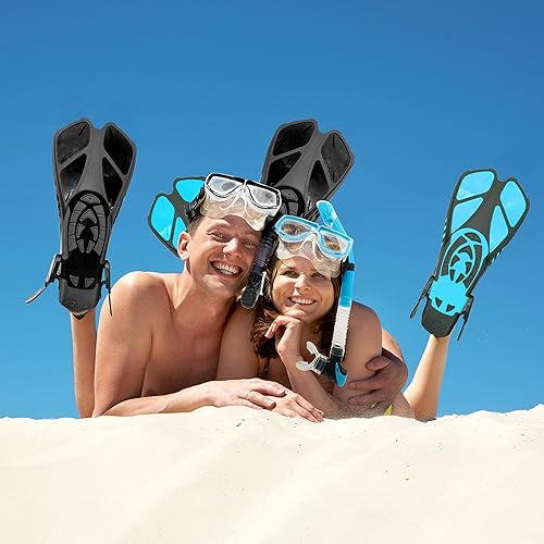Miniatura 6 de Equipo de esnórquel para adultos con aletas, equipo de buceo para adultos, juegos de esnórquel de viaje profesional con aletas, máscara de buceo