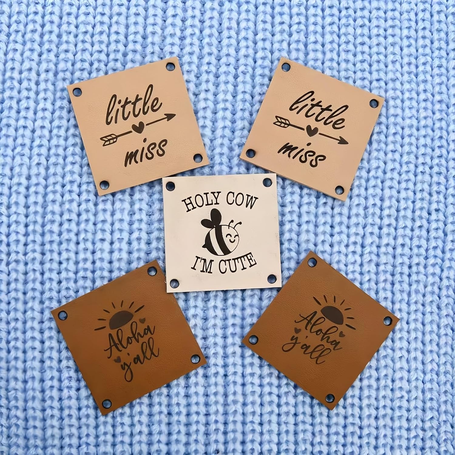 Personalized Leather Labels With Text And Icon, Handmade Crochet Kniting Items, Custom Tags For Clothing, Hats And Scarves 45mm(100pcs)