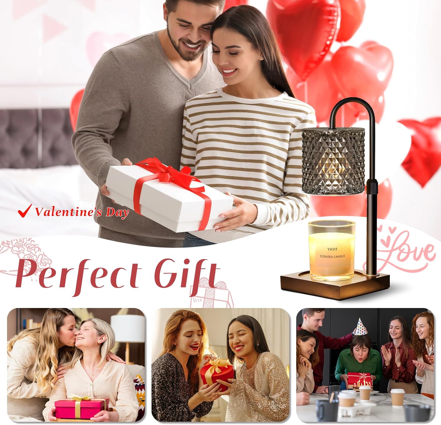 Candle Warmer Lamp with Timer Dimmer Adjustable Height, Candle Warmer with 2 Bulbs for Jar Candles, Home Decor, for Women Birthday - Image 4