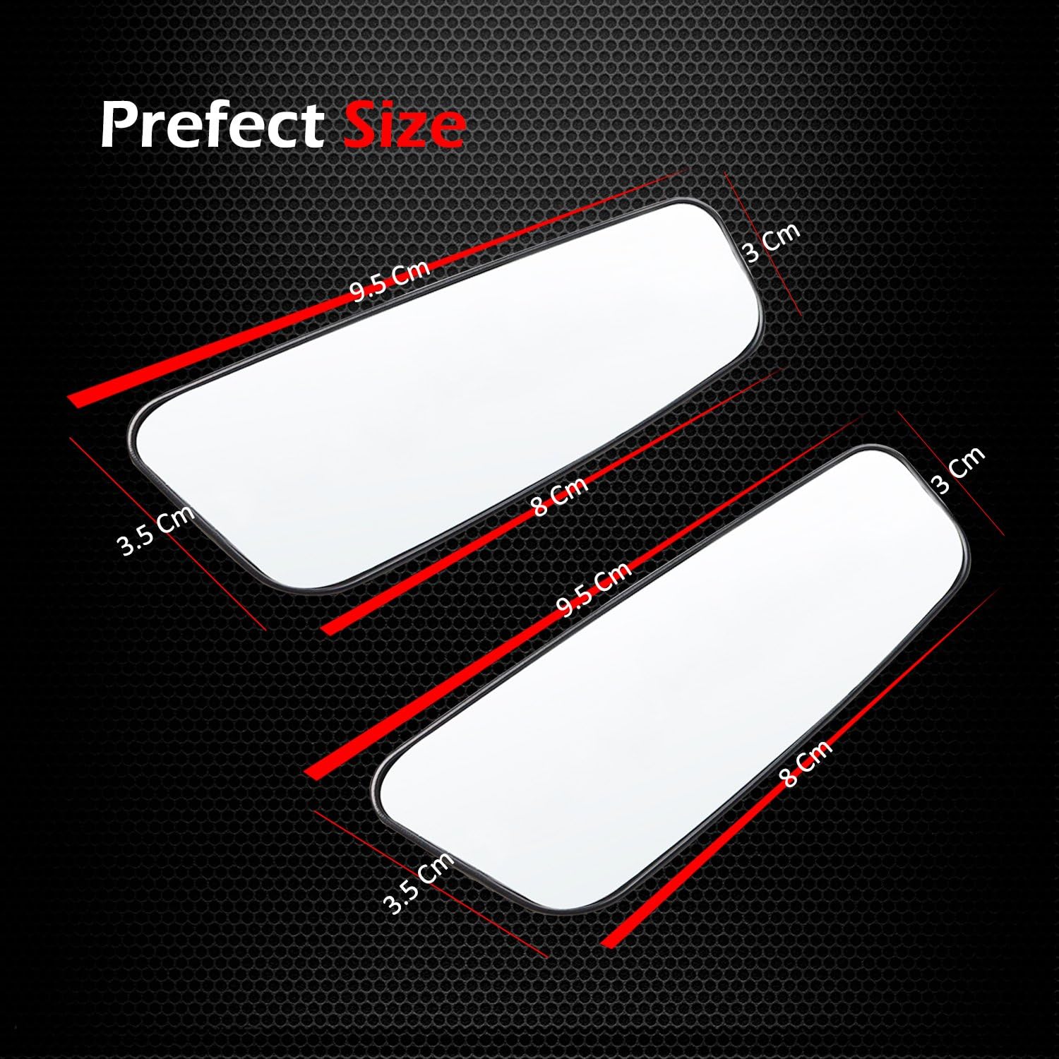 Ampper Rectangle Blind Spot Mirror, 360 Degree HD Glass and ABS Housing Convex Wide Angle Rearview Mirror for Universal Car Fit (Pack of 2)