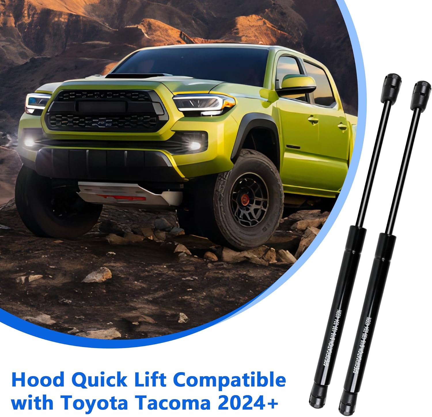 Hood Quick Lift Plus System Compatible with Toyota Tacoma 2024+ Accessories for One-Handed - Effortless Hood Lifting, No Drilling Required