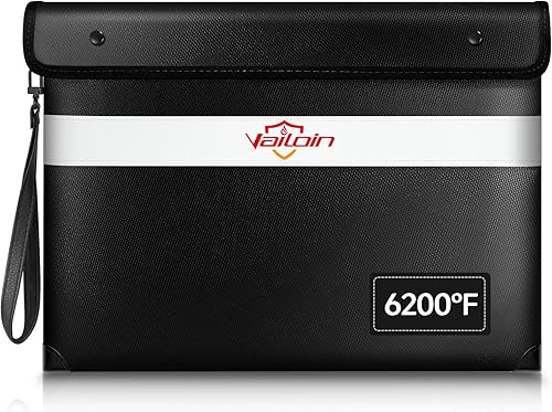 Miniatura 11 de Vailoin Bolsa de dinero ignífuga aislada de 6200℉ para dinero en efectivo con cremallera impermeable, pequeña bolsa ignífuga, bolsa de dinero a