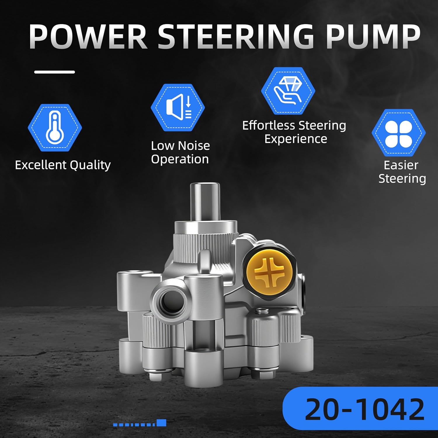 Power Steering Pump, for Dodge Grand Caravan 2011-2020, for Chrysler Town & Country 2011-2016, for Chrysler Voyager 2020-2021, for Ram C/V 2012-2015, V6 3.6L, Replace 20-1042, 5151727AC
