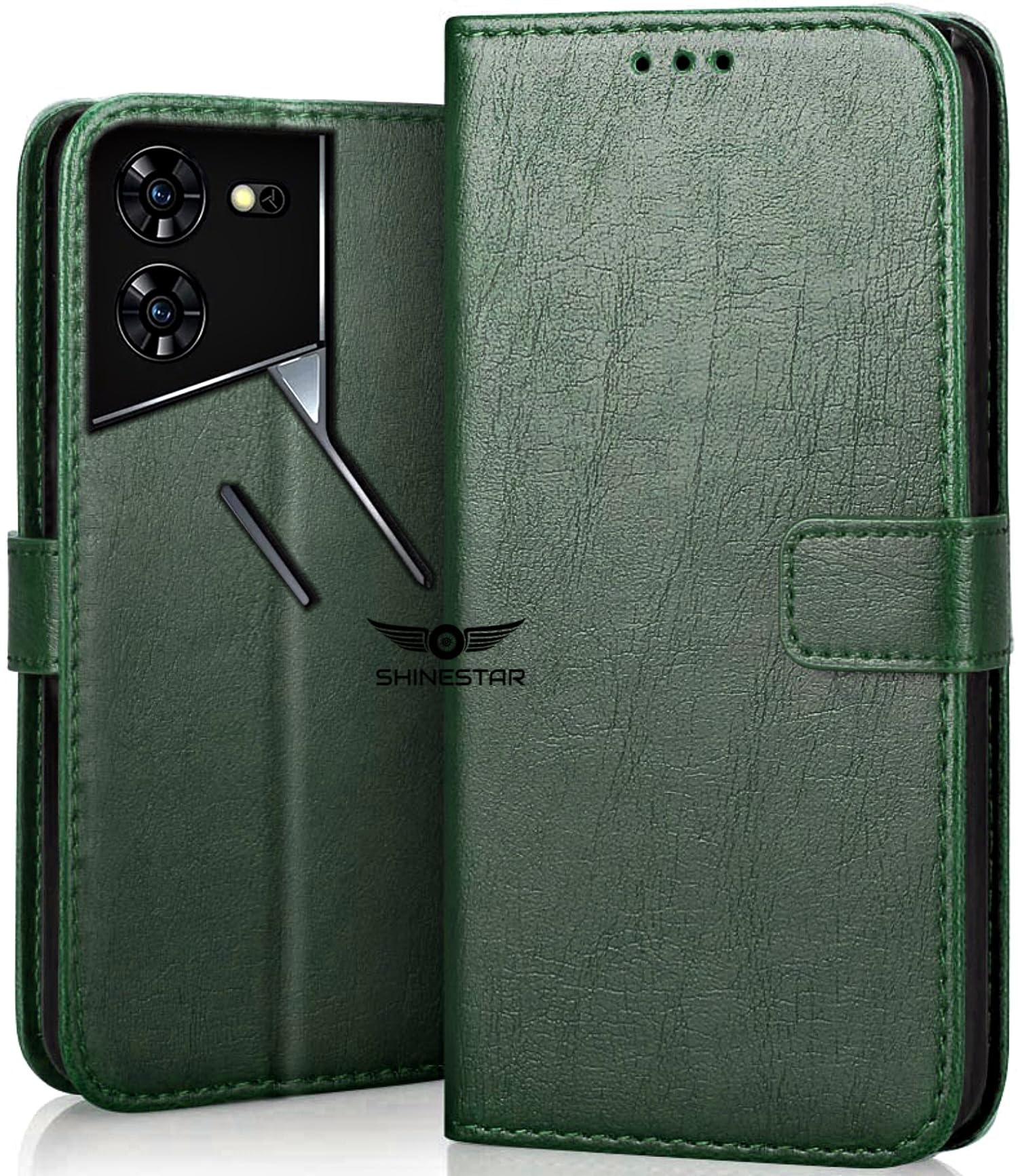 SHINESTAR Tecno Pova 5/5 Pro 5G Flip Back Cover | PU Leather Flip Cover Wallet Case with TPU Silicone Case Back Cover for Tecno Pova 5/5 Pro 5G - Unique Green (B0D1PFTDY7) Amazon Price History, Amazon Price Tracker