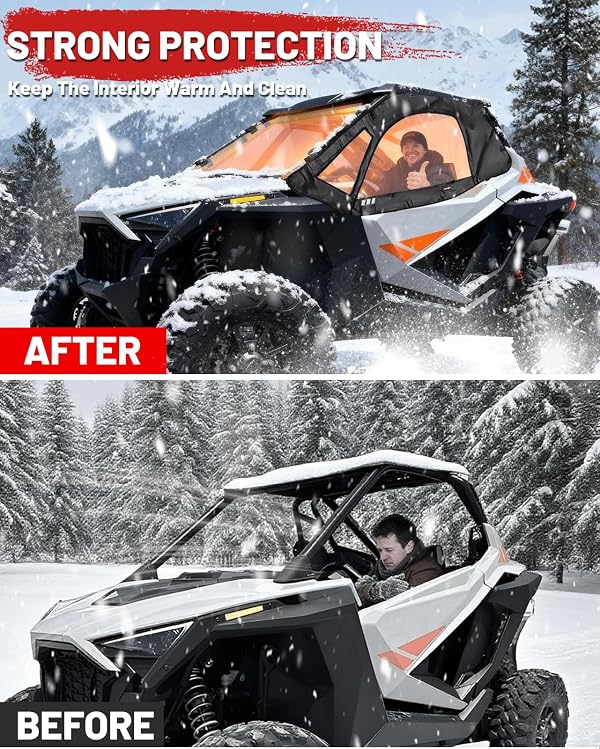 StarknightMT RZR Pro/Turbo Soft Upper Doors Compatible with Polaris RZR Pro (XP/S)/Turbo R 2020-2026, Cab Enclosure with 3rd Gen Upgraded Zippers, Reflective Strips, 2-Seater, Black, #2884664 by StarknightMT - Image 3