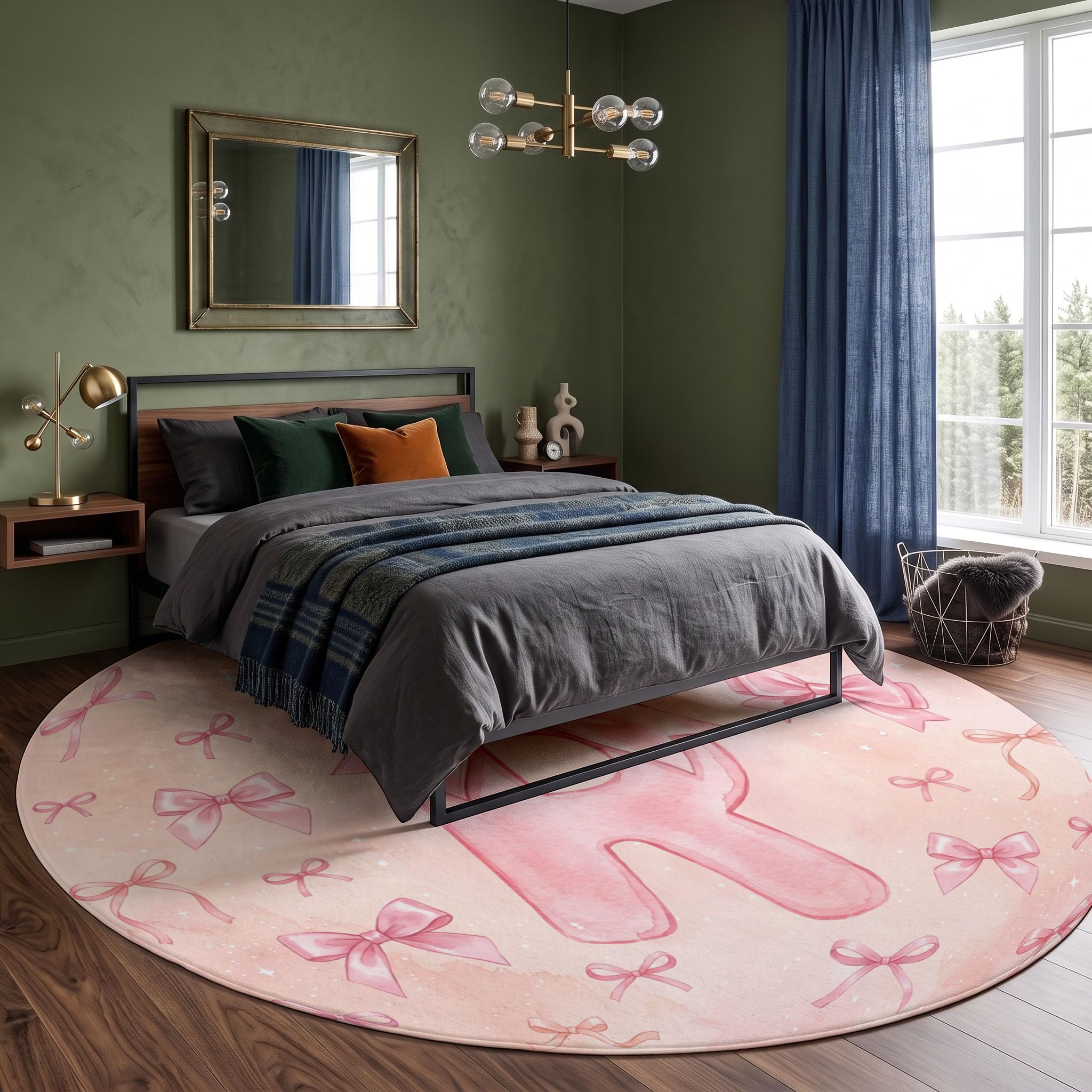 Tapis Style Aquarelle Mignon Rond 100cm