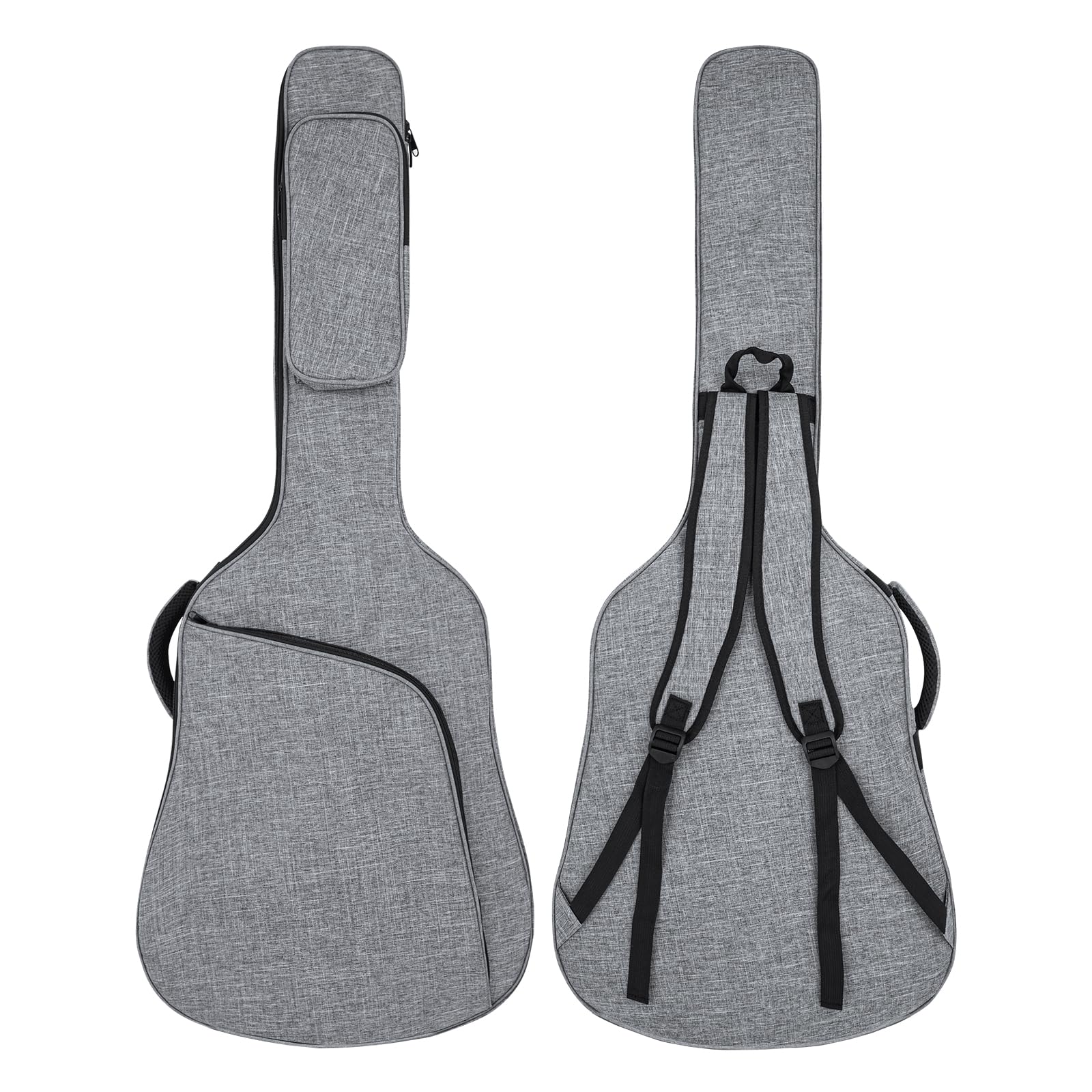 39 40 41 Inch Acoustic Guitar Bag Acoustic Guitar Case, 10MM/0.4In Thick Padding Acoustic Guitar Gig Bag with Comfortable Handle and Pockets, Green Zipper, Black