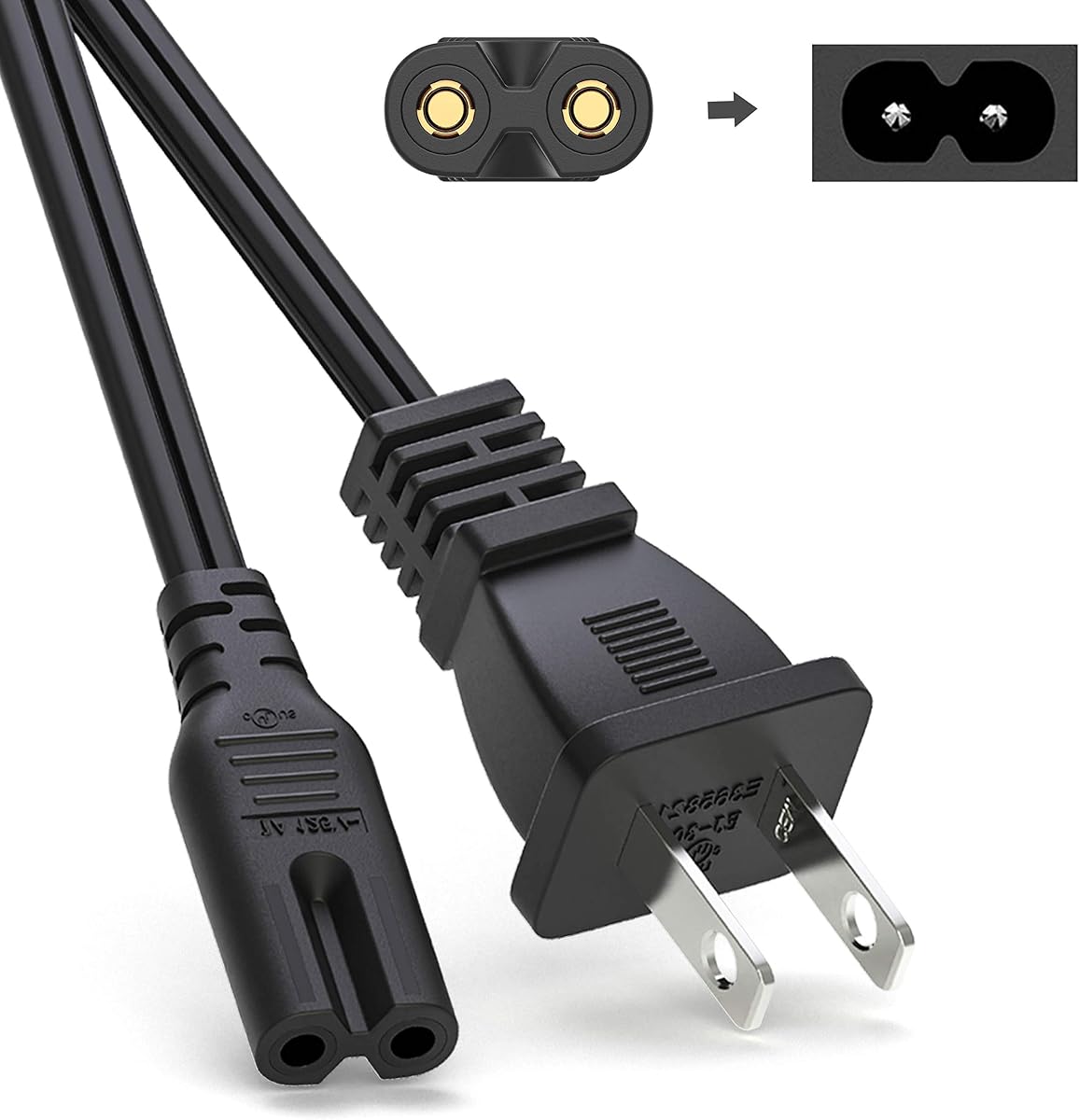 Cable de alimentación de CA de 6 pies para Xbox One S/X,Xbox 1x/1s,PS5 PS4 PS3 PS2 PlayStation 5 4 consola de juegos delgada, Cable de alimentación de enchufe de repuesto
