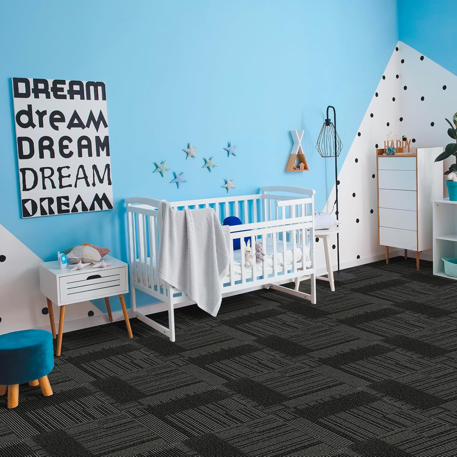 30 Pcs Carpet Tiles Peel and Stick, 12” x 12” Self Adhesive Carpet Floor Tile, Anti-Slip Reusable Squares Soft Padded Carpet Tiles for Kitchen Bedrooms Indoor Outdoor