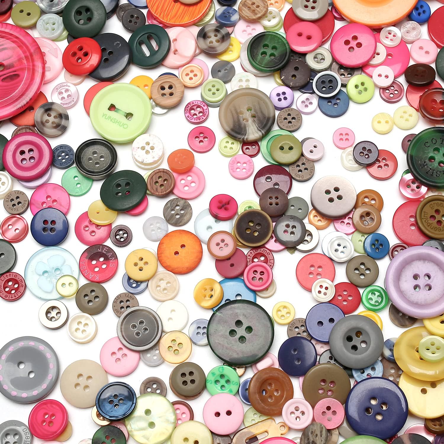 About 330 Resin Buttons of Various Specifications, Handmade Buttons, Sewing DIY Handicraft Buttons, Children's Hand-Painted Decorative Buttons Multicolor Series