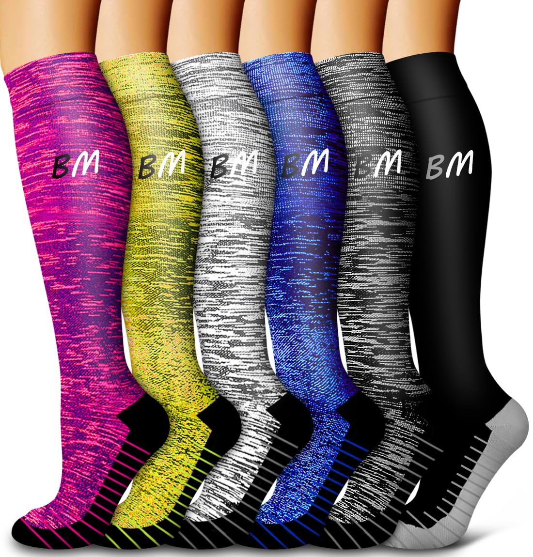 6 Pack Copper Compression Socks for Women and Men Circulation-Best Support for Medical, Running,Nursing,Athletic