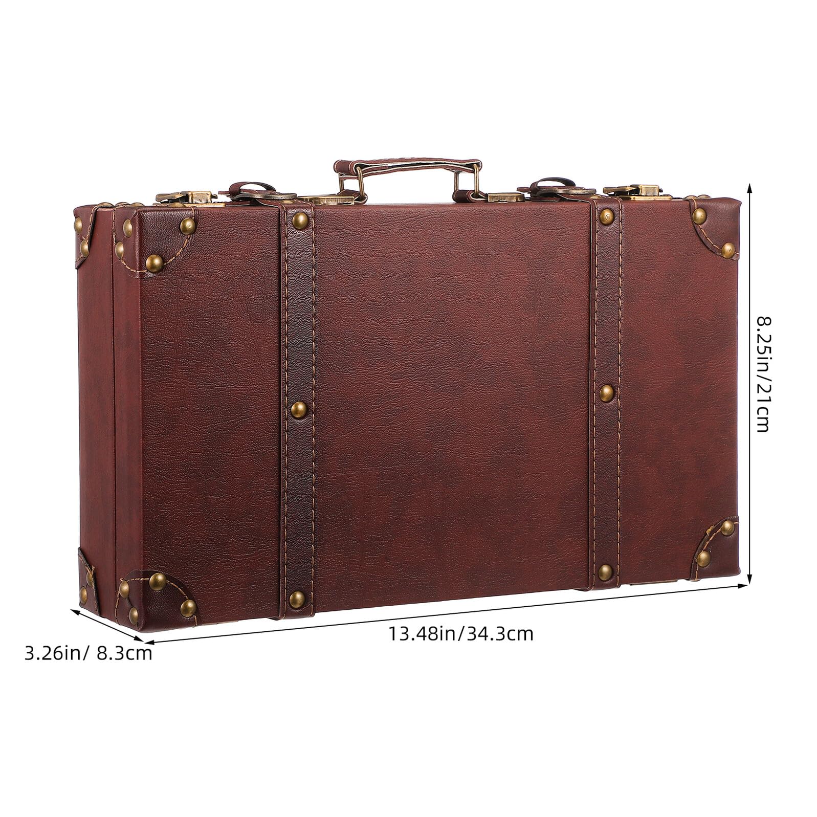 Healvian Malle de Voyage Vintage en Bois et Cuir pour Vitrine de Magasin