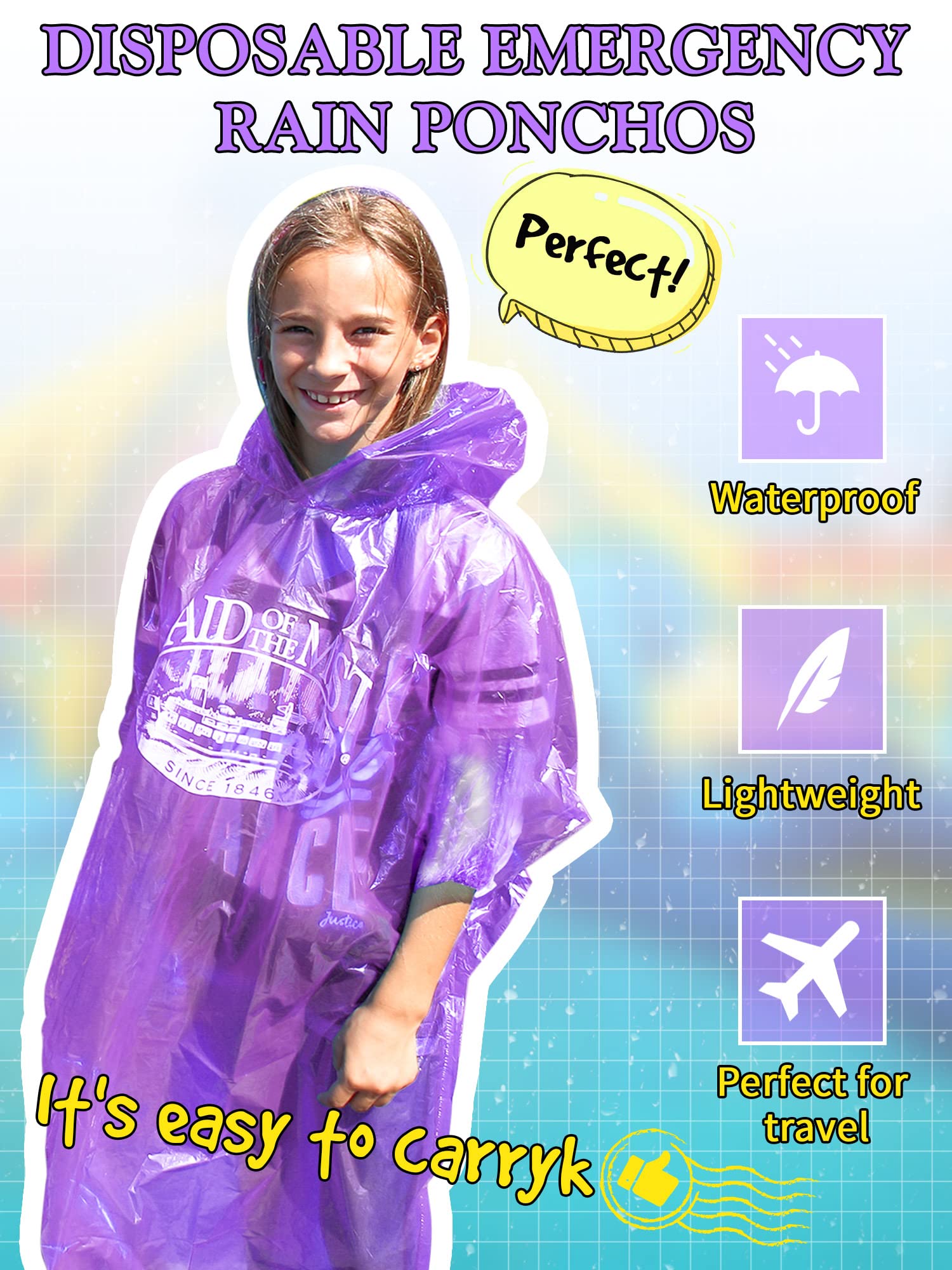 Ponchos de lluvia desechables para adultos, con cordón, capucha, mangas elásticas, impermeables, para camping, 40 unidades