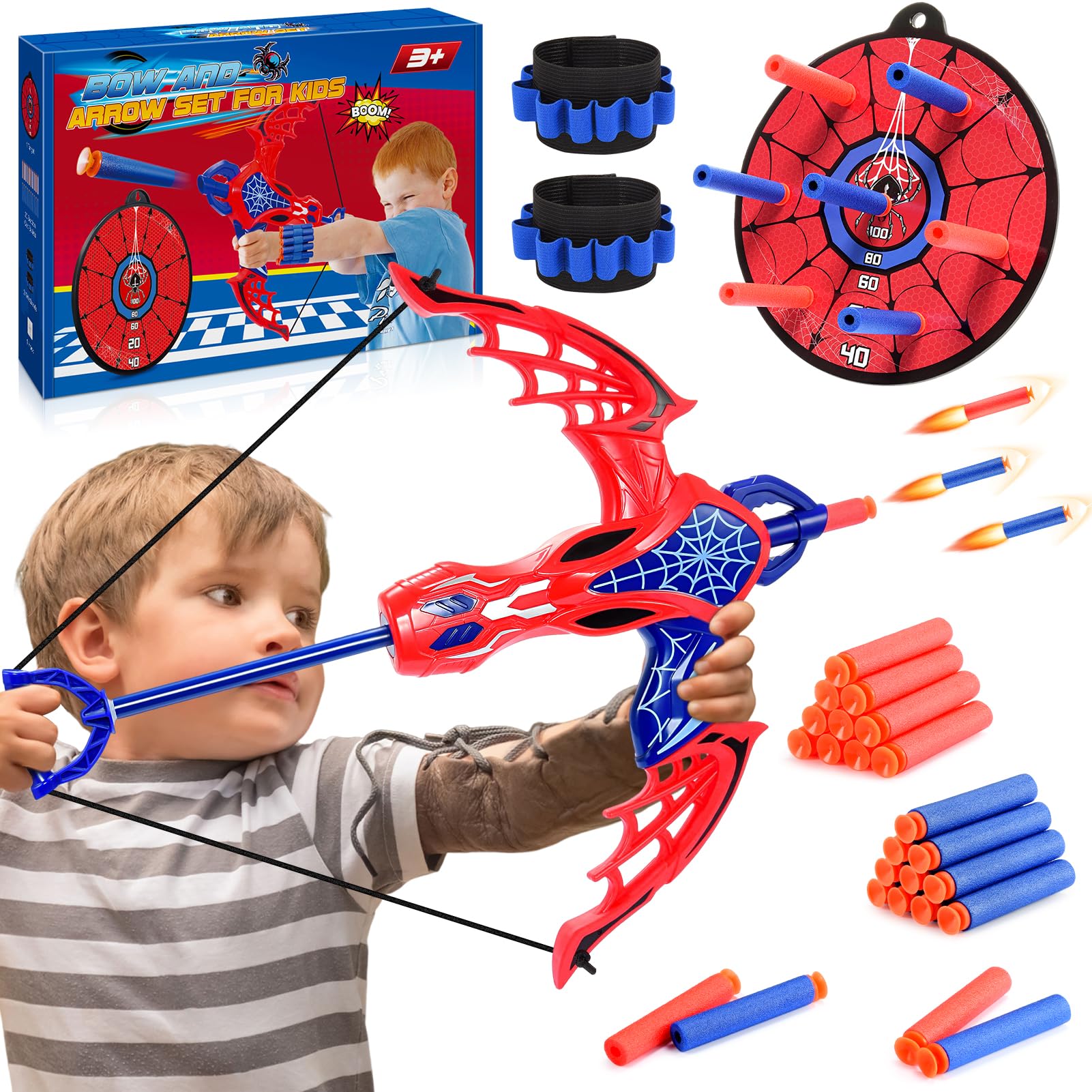 Toyokid Spider Giocattoli per Bambini 3 4 5 6 7 8 Anni Ragno Freccia e Arco Giocattoli 3-7 Anni Ragazzo Regalo 3-8 Anni Spider Giochi all'aperto per Bambini 3-8 Anni Giochi Bambini Regali Pasqua