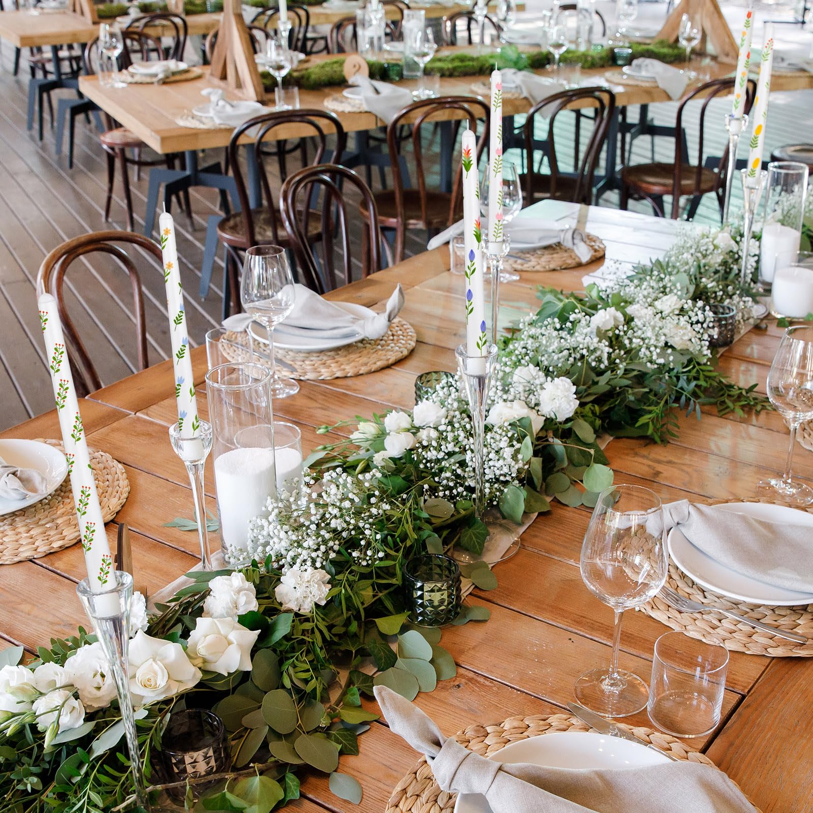 MTLEE 78 Pcs DIY Candle Painting Kit Include 12 White Taper Candles 60 Colored Tealight Candles 6 Paint Brushes for Crafts Birthday Wedding Party Favors(Multi Color)