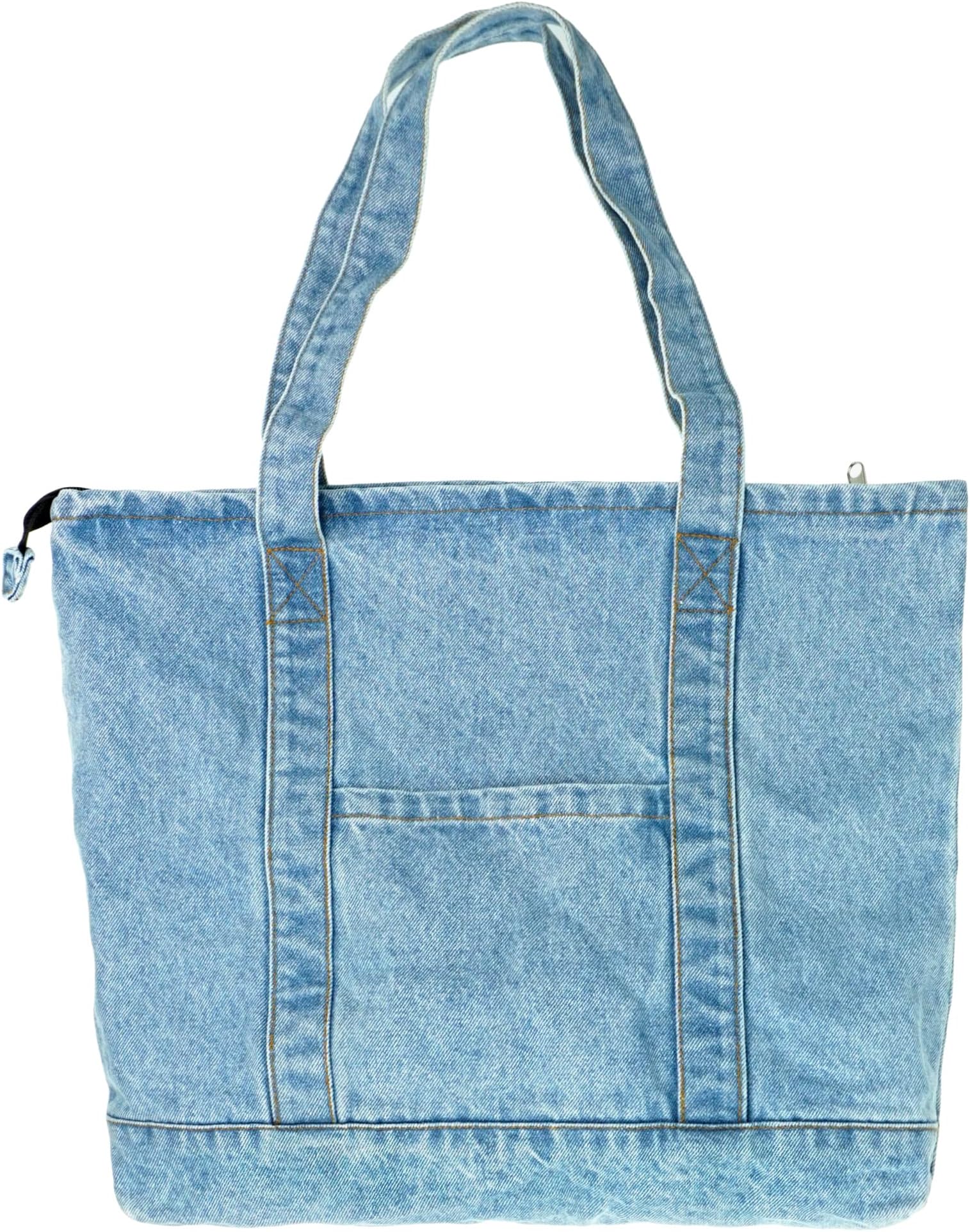 YunZh Denim Tote Bag Casual Style Lightweight Classic Retro Travel Shopper Shoulder Handbag