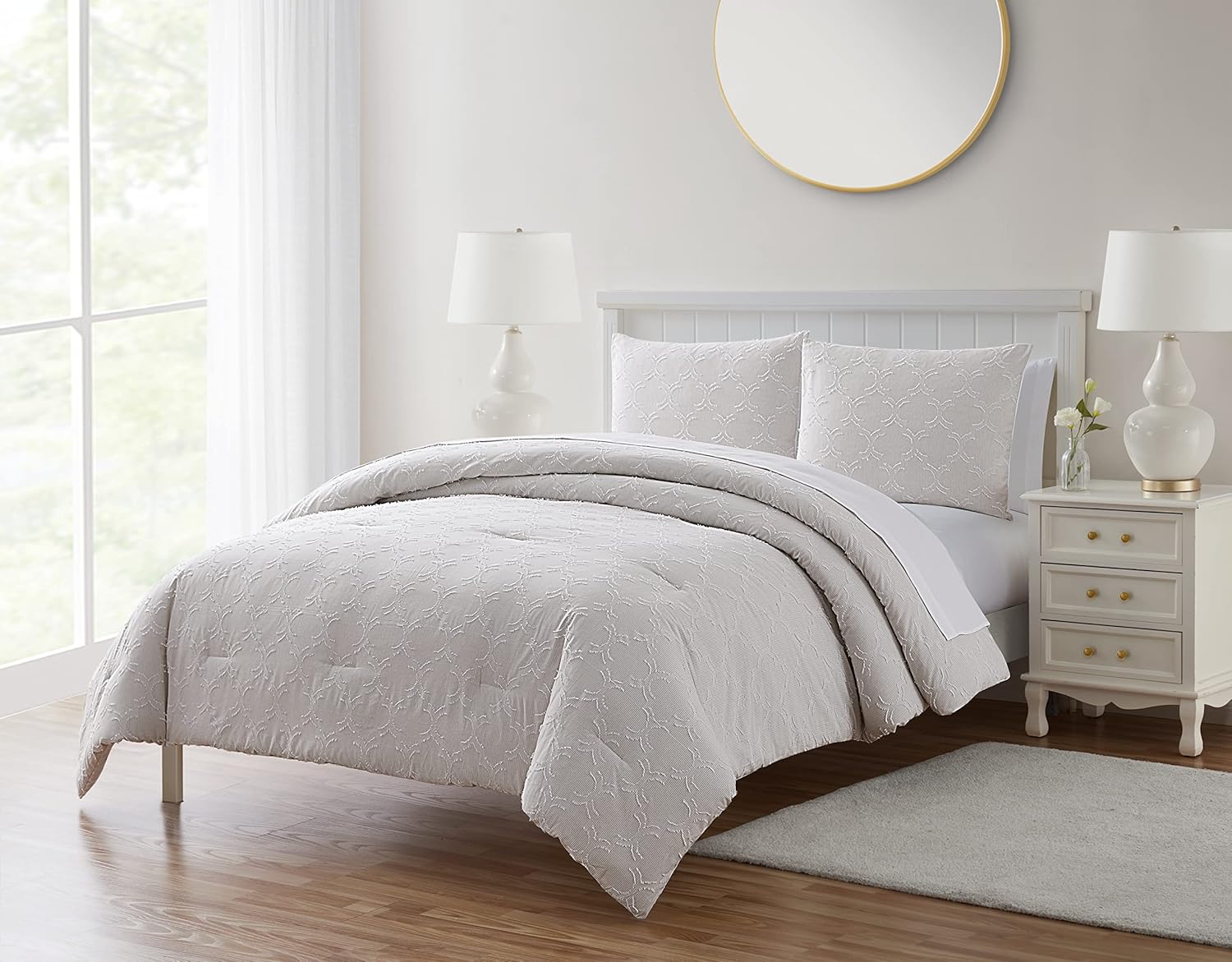 Tahari Home King Comforter Set, 3Piece Jacquard Bedding