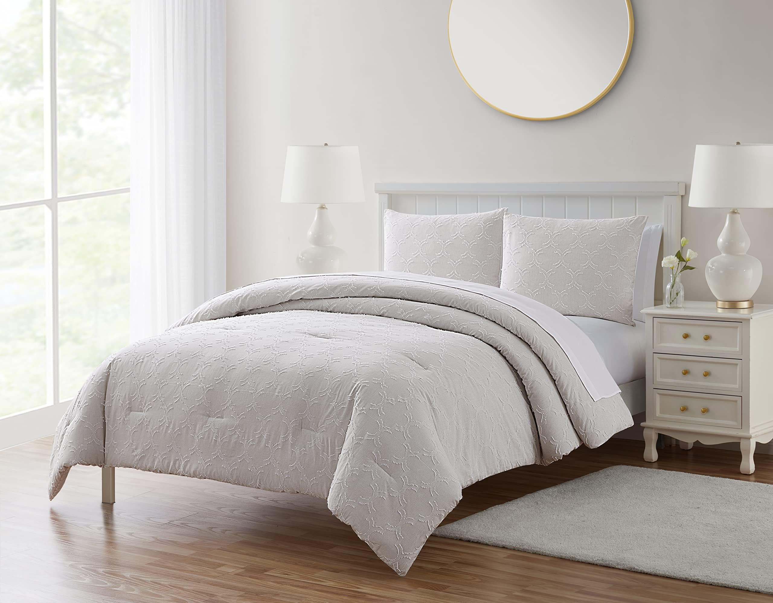 Tahari HomeGalla Collection, Polyester, Taupe/Grey, King