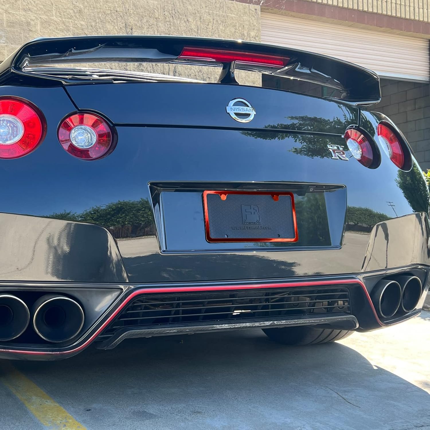 Customized Laser Etched Candy Red T304 Stainless Steel License Plate Frame 2 Holes Slim, Universal Fit, Aluminum Screw-On Cap Cover -, Rust-Proof, Weather-Proof - Includes Screws (Qty: 1 Frame)