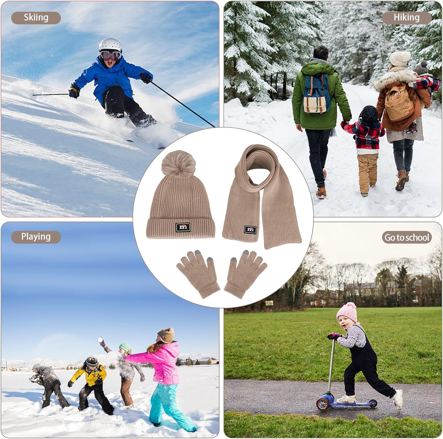 Kids Winter Beanie Hat Scarf Gloves Set for 2-7 Years Old Boys Girls Winter Knit Warm Fleece Lined Kids Hat Scarf Gloves Set - Image 5