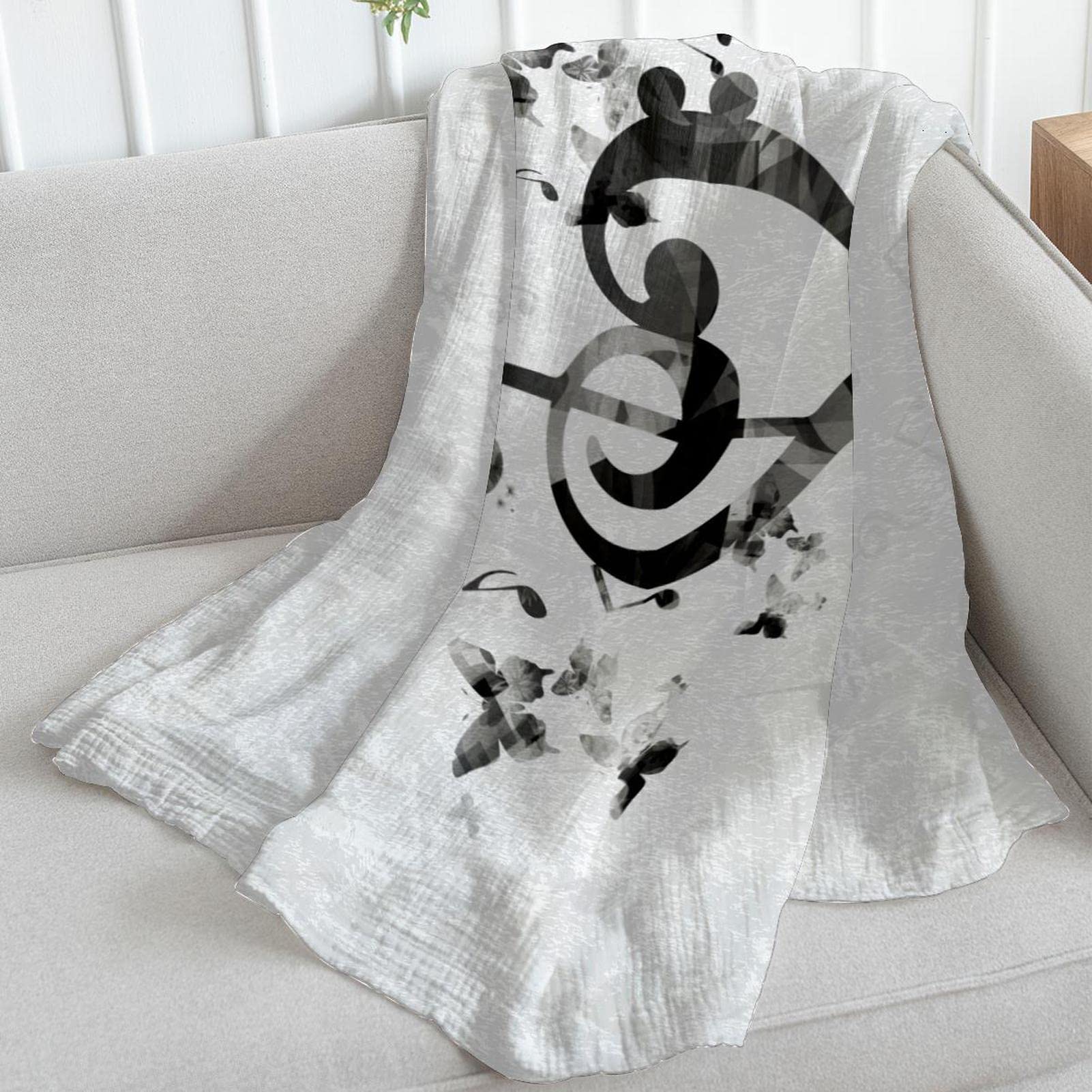 Coperta in pile con musiche retrò bella per divano, divano o letto, accoglienti coperte morbide