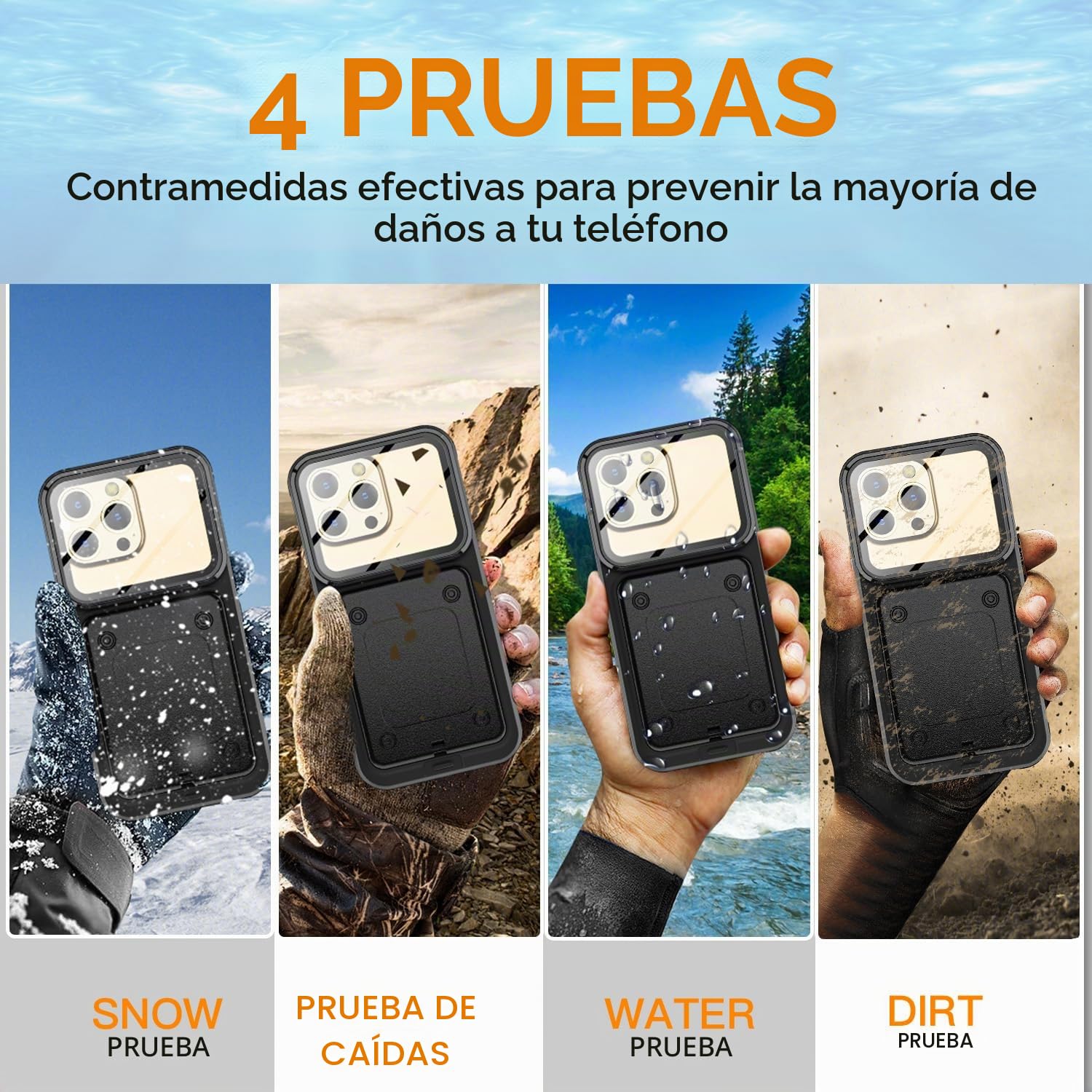 AICase Funda impermeable universal con función de autocomprobación, resistente al agua, funda impermeable para iPhone 16 Pro Max/Plus, 15 Pro Max, 14 Pro Max/13 Pro Max 6,9 pulgadas