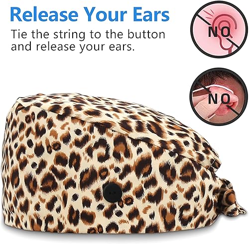 Miniatura 37 de QBA Adjustable Working Cap with Button, Cotton Working Hat Sweatband, Elastic Bandage Tie Back Hats for Women & Men, One