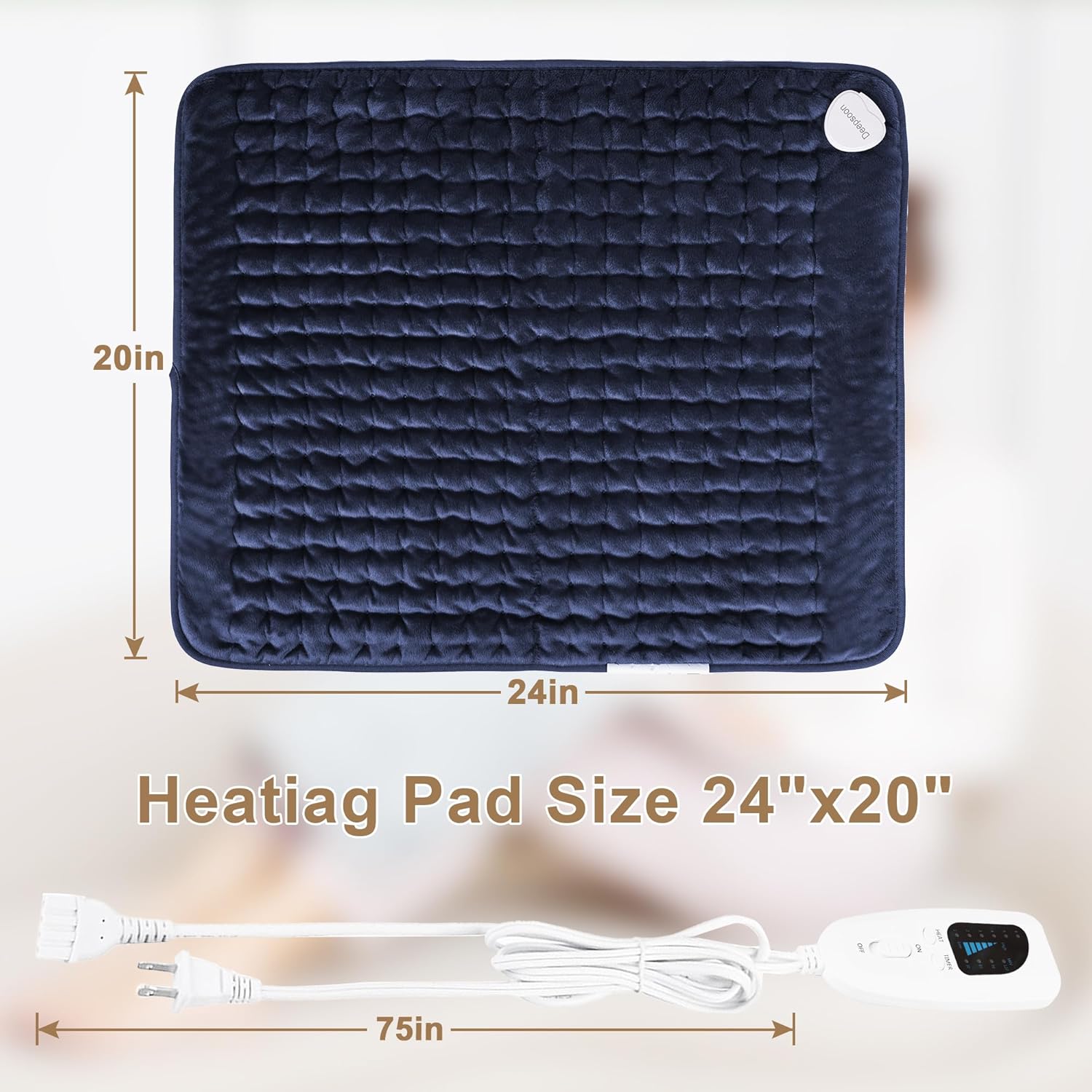Deepsoon Heating Pad,Electric Heating Pads for Back,Neck,Moist Heating Pad for Shoulder,Knee,Arms,Legs,Dry/Moist Heat & Auto Shut Off,Birthday Gifts for Men and Women
