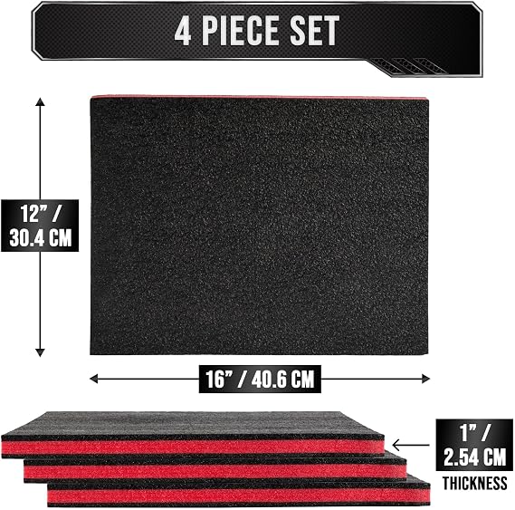 Precision Defined Tool Box Foam Insert, 40.6x30.4x2.54cm (4-Pk)