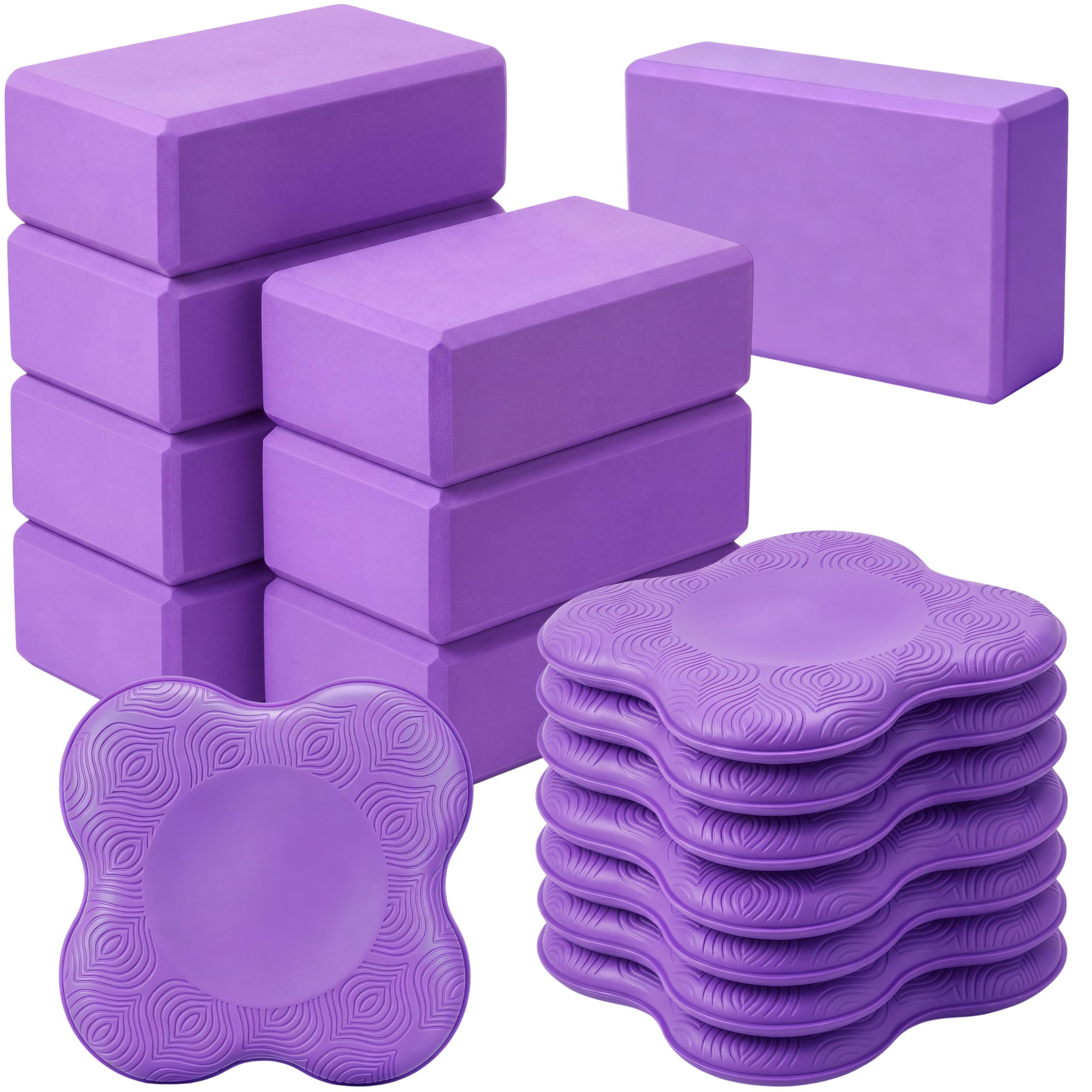 Thenshop 16-teiliges Yoga-Blöcke-Knieschoner-Set für weniger Gewicht auf die Handgelenke, rutschfeste EVA-Schaum, Yoga-Blöcke für Damen und Herren, Training, Balance, Dehnung, Meditation
