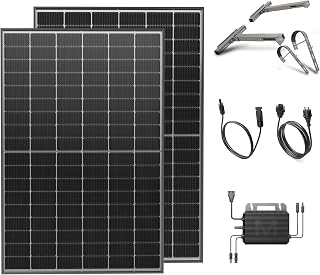 Solakon 900W Balkonkraftwerk mit Halterung (Balkon) - Balkonkraftwerk 800W komplett Steckdose - 800 Watt Wechselrichter - Solaranlage Komplettset - 450W bifaziale Solarmodule inkl. Zubehör - 5m Kabel