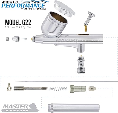 Miniatura 3 de Kit de aerógrafo de doble acción y alimentación por gravedad multiusos de Master Airbrush con manguera de 6 pies y potente compresor de aire