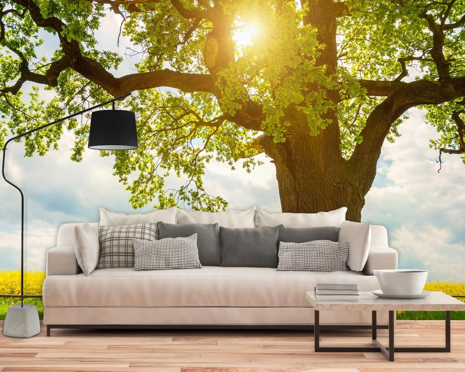 Murale fotografico - carta da parati Albero 3D Paesaggio Vecchia Quercia Moderna Parete Soggiorno Camera da letto Camera dei bambini Decorazione murale Motivo 430cmx300cm Poster - Adesivo da parete -