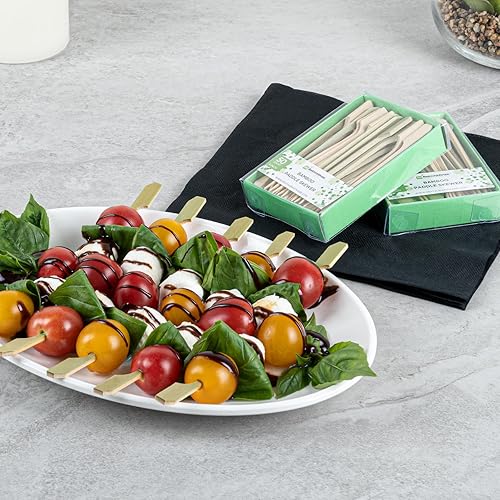 Miniatura 10 de Restaurantware Brochetas decorativas de 4 pulgadas, 500 brochetas decorativas de bambú de diseño trenzado, puntas afiladas, resistentes, de bambú
