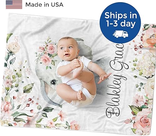 Miniatura 7 de Mantas florales personalizadas para bebés y niñas, manta de bebé personalizada con nombre para niños, mantas de bebé personalizadas para baby shower