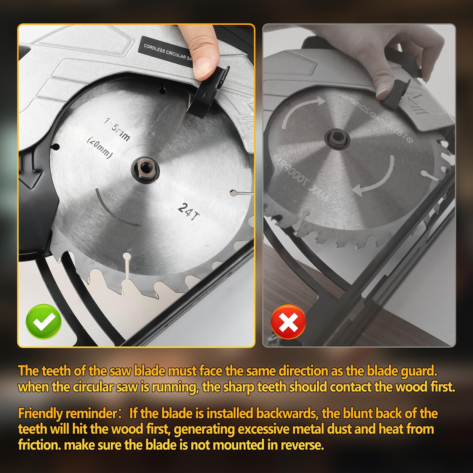 Sierra circular inalámbrica compatible con batería Dewalt 18/20V, sierra circular eléctrica de 7-1/4", con 2 hojas, 5000RPM sin escobillas, bisel de 0-45°, para corte de madera, azulejos, metal