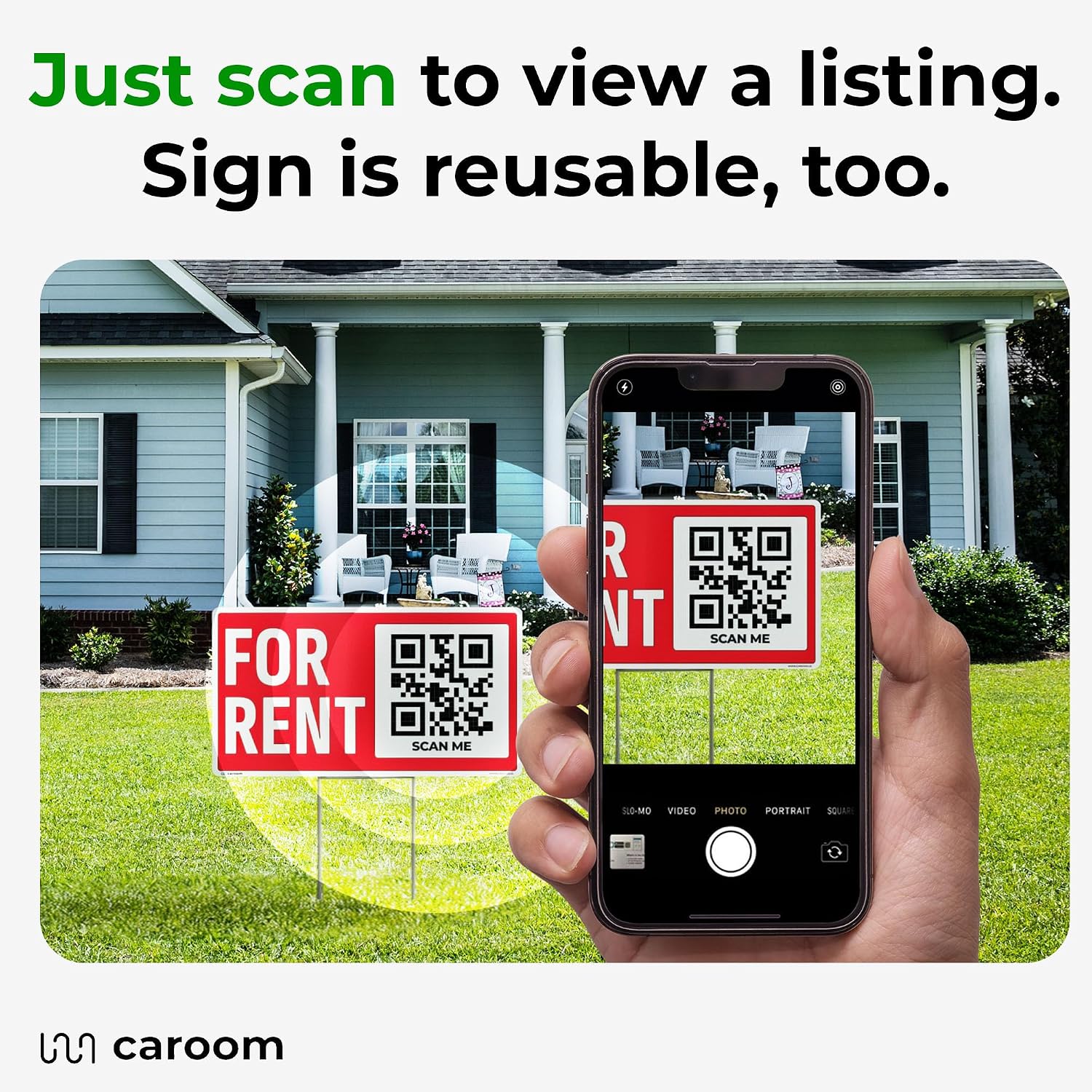 22×12 For Rent Sign (1-Pack) - Weatherproof, Double-Sided | Corrugated Plastic | Stakes & QR App Included