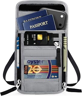 Travel Neck Wallet with RFID Blocking & Passport Holder - Large Capacity Hidden Pouch for Phone, Cash, Cards, ID | Slim Fit, Anti-Theft Organizer for Airports, Sightseeing