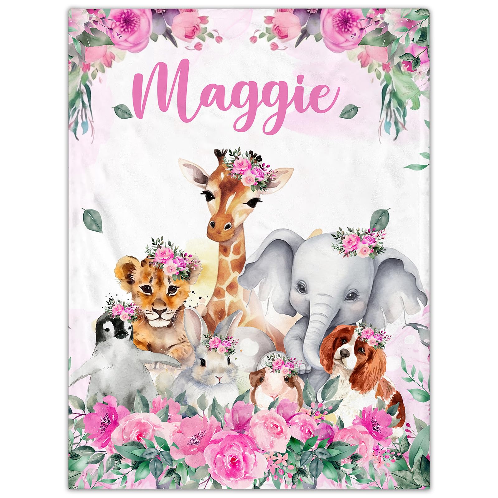 Personalised Elephants Blanket for Infant Toddler - Soft Newborn Bed Throw - Custom Name for Kids for Birthday, Baby Shower, Christmas โ image 1