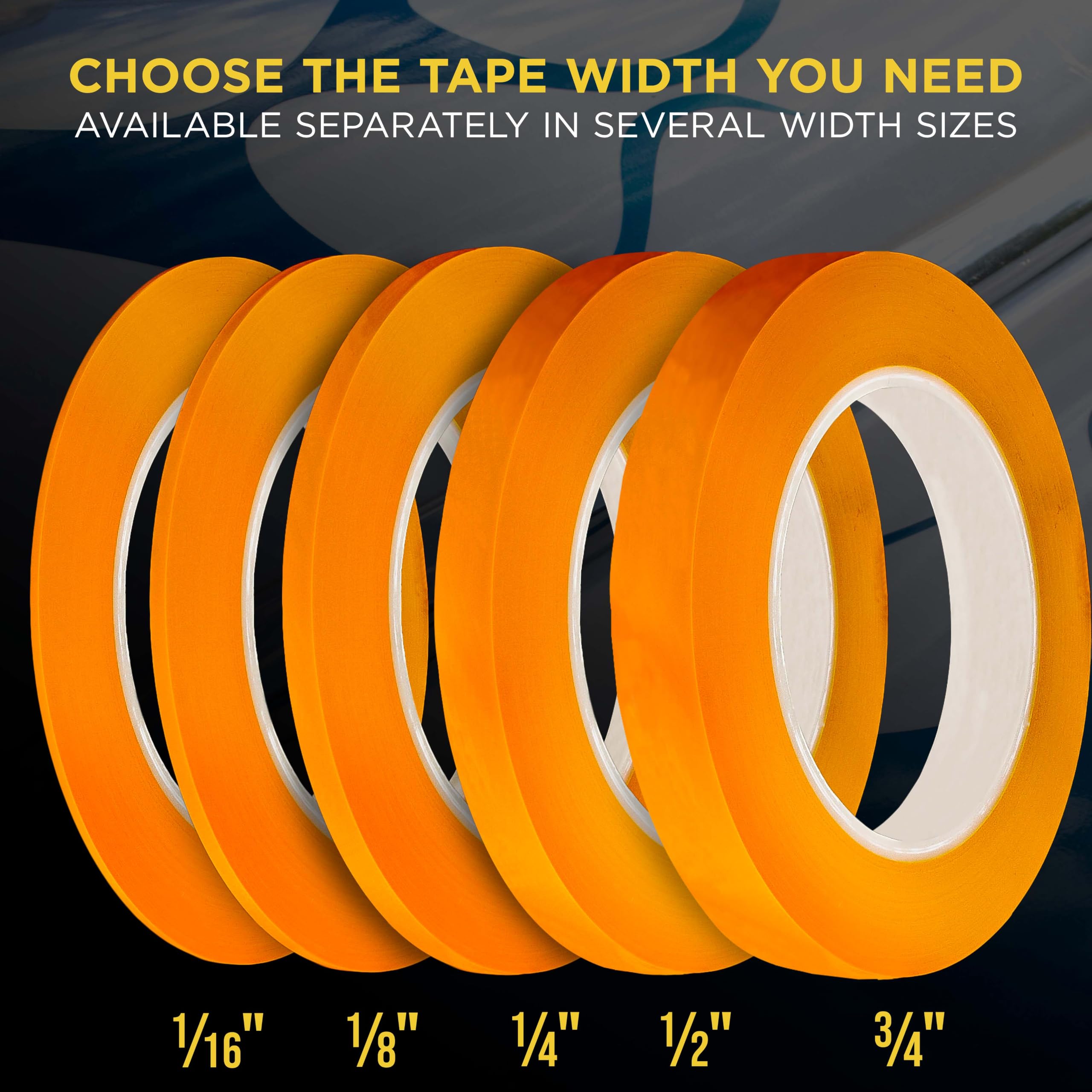 Custom Shop 1/16 "fine line cinta Fineline – Cinta de carrocero Polytape naranja 1/16" x 60 Yard rollo