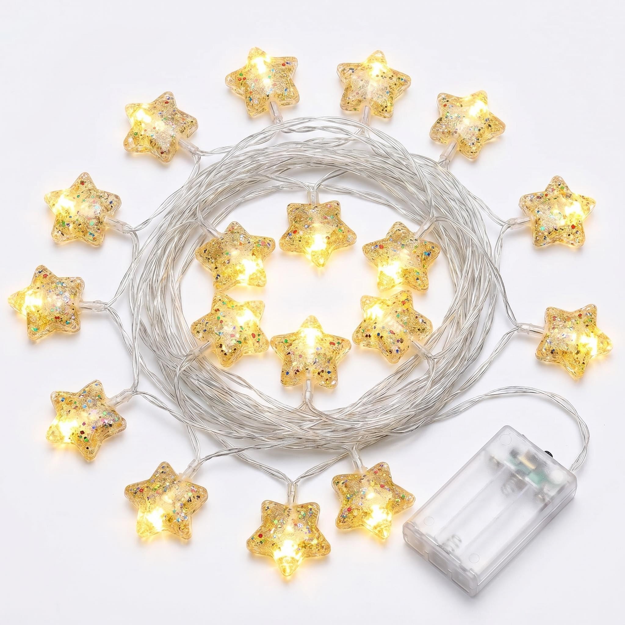 DiiWmme Star Fairy Lights, 3 Meter 20LED Battery Powered String Lights, Star Night Lights for Fairy Lights for Bedroom, Christmas Wedding Birthday Party Bedroom (Multicolour, 3 Meter)