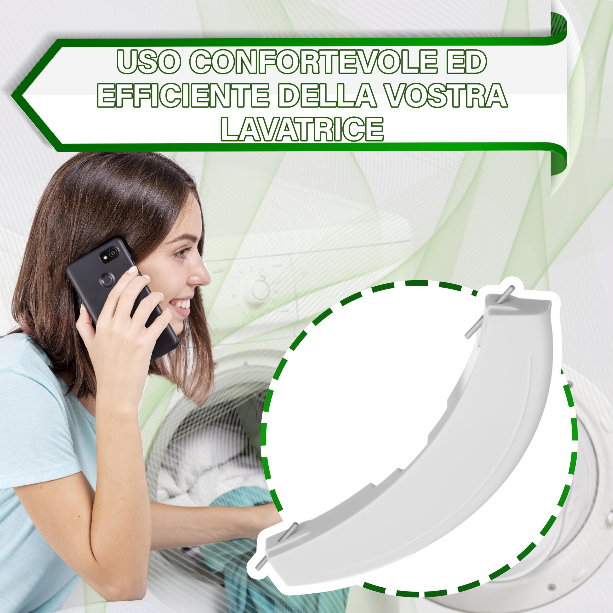 Maniglia Oblò Lavatrice MONTERAL 00751782 - Ricambio Per Bosch E Siemens, Garanzia 10 Anni, Dimensioni 215mm