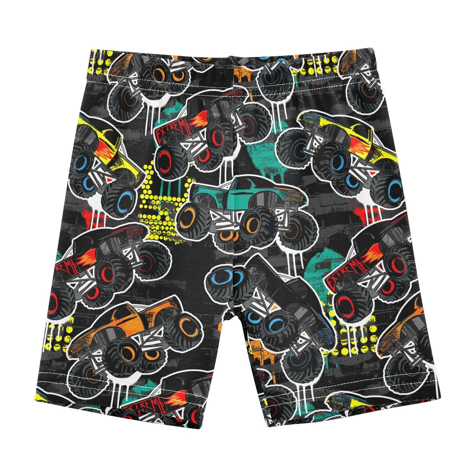 JHKKU Girls Monster Truck Shorts Cotton Cartwheel Bike Kids Biker Under Dress Dance Short Girl Clothes 8Y