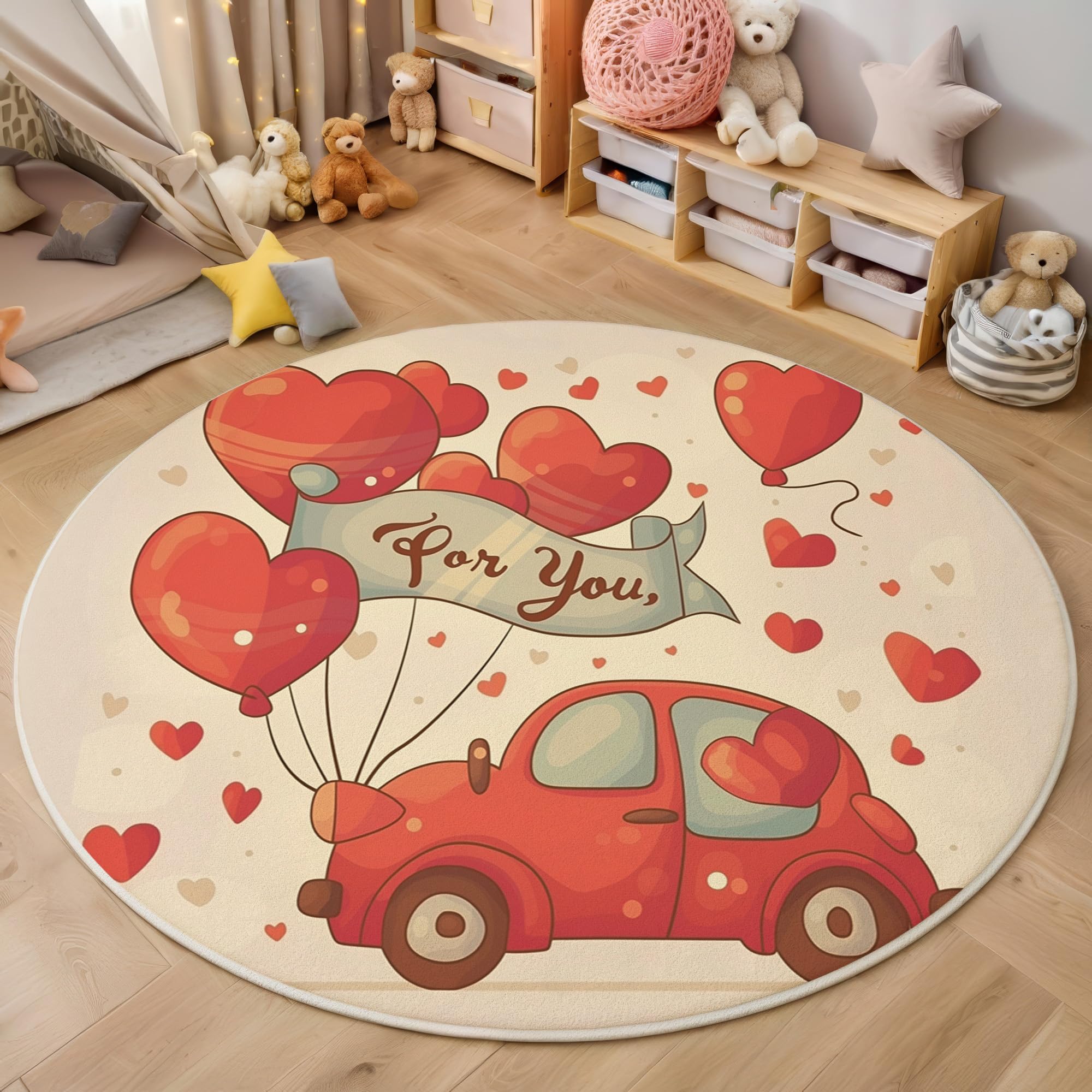 Tapis rond rouge doux poil ras pour sublimer votre bureau calme