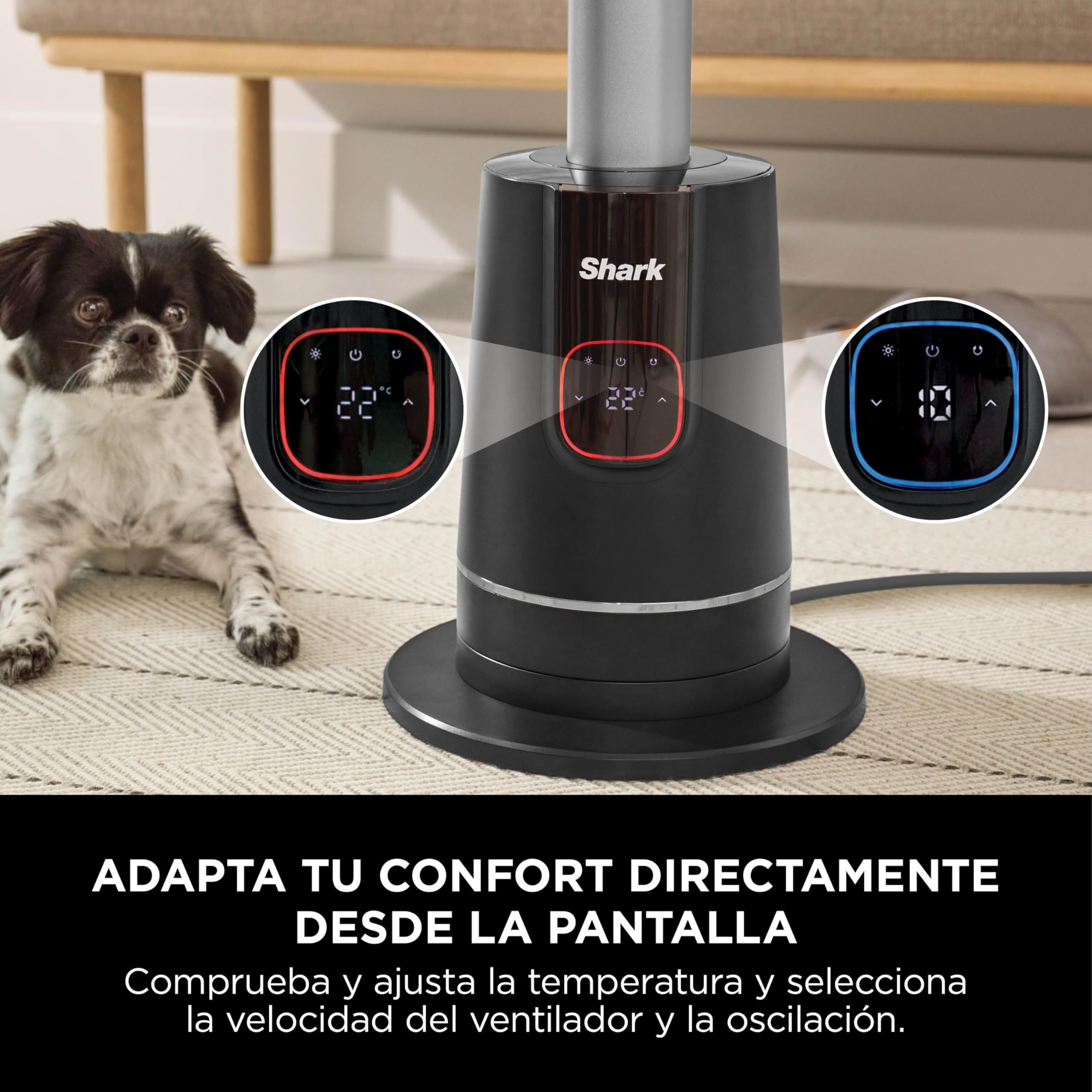 Shark TurboBlade, Ventilador + Calentador 2 en 1, Negro, TH200EU | Ventilador Doble y Calentador, Mando a Distancia