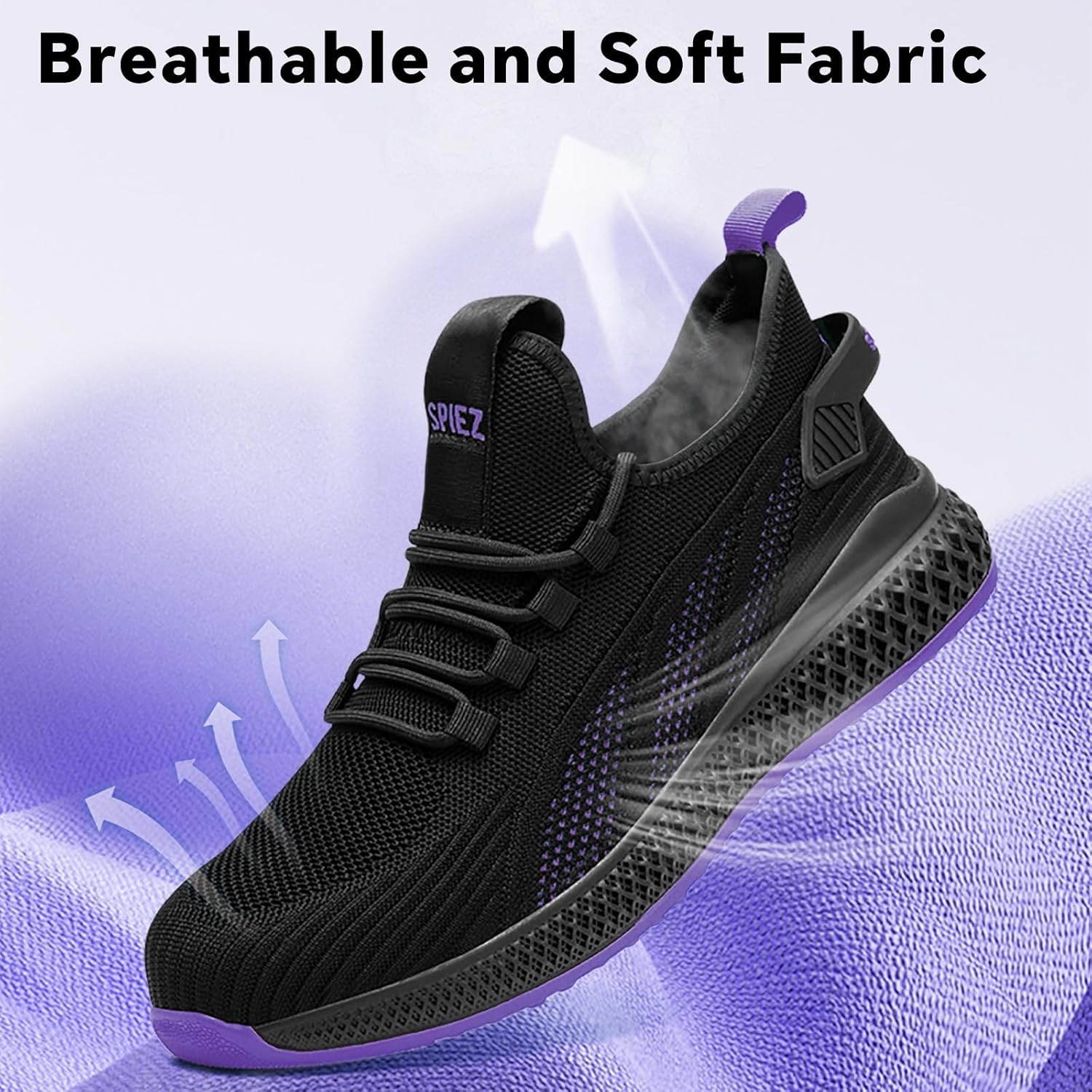 SPIEZ Lightweight Composite Toe Safety Shoes Women, Breathable Puncture Proof Work Shoes Without Steel Toe, Slip-on Walking Sneakers for Professional & Daily Comfort - Image 5