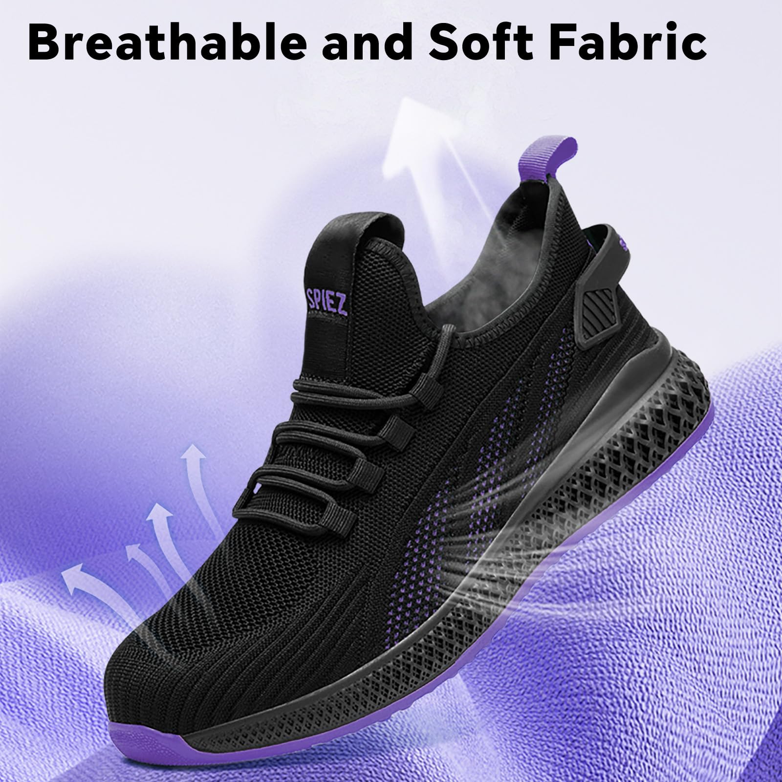 SPIEZ Antismashing Sicherheitsschuhe Damen Leicht, Pannensichere Arbeitsschuhe ohne Stahlkappe, Atmungsaktiver Sportlich Sicherheits-Sneaker für die Arbeit und den Alltag