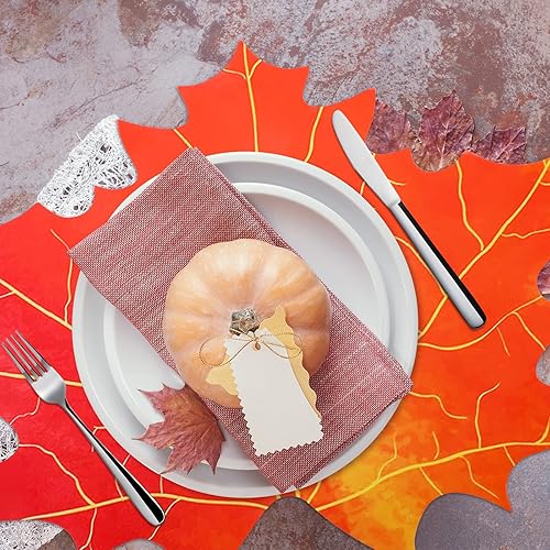 Miniatura 7 de 56 manteles individuales de hojas de arce de Acción de Gracias, manteles de papel de hojas de otoño, suministros de fiesta en forma de hojas de