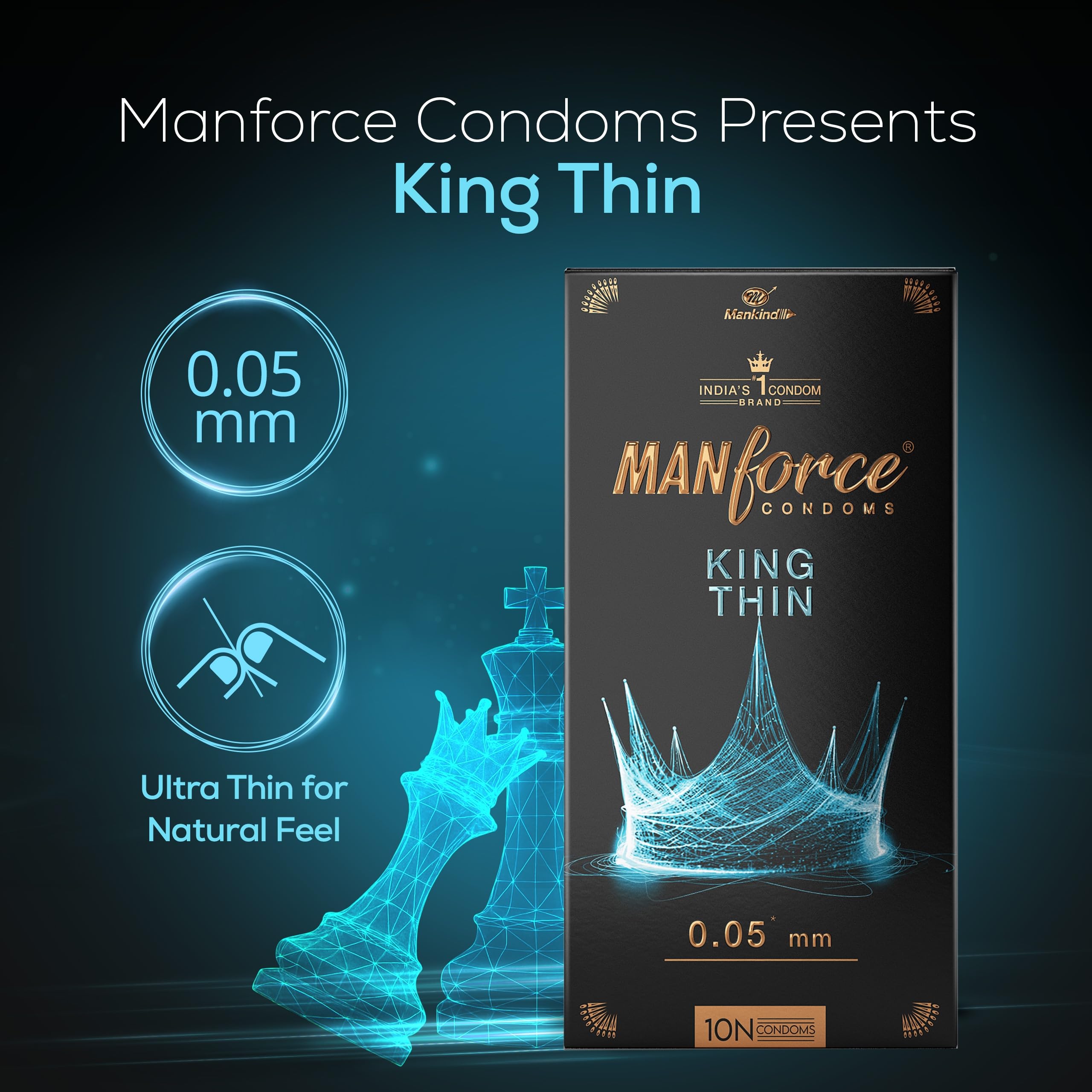 Manforce King Thin Ultra-Thin Unflavoured Condoms 10 Pieces & Manforce Staylong Gel 8gm 3